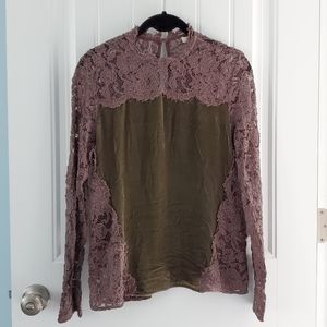 Sundance Brown Lace/Velvet Top, S